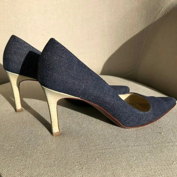 BURBERRY EU37/US6 Denim Heel Pump Pointed Toe - Picture 2 of 8